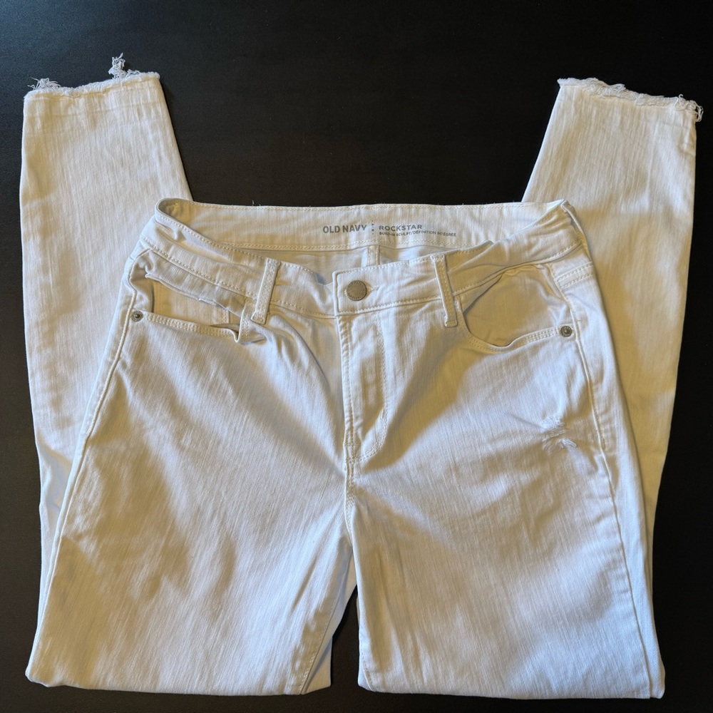 Old Navy White Rockstar Distressed Ankle Cropped Jeans NWOT